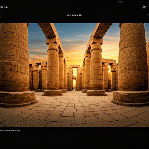 The Luxor Temple at sunset with golden light hitting ancient sandstone pillars
