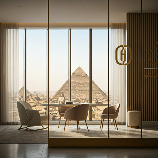 Cairo office overlooking the Giza Pyramids